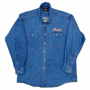 Indian Motorcycles Men’s Long Sleeve Denim Shirt Embroidered Logo Size Large